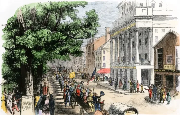 Framed Print : Immigrant families headed west from Boston, 1800s Framed Print : Immigrant families headed west from Boston, 1800s