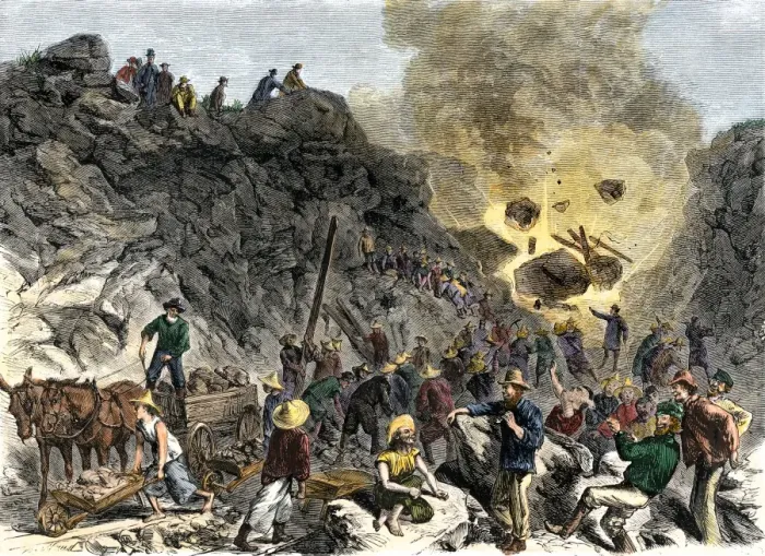 Framed Print : Immigrants building the transcontinental railroad Framed Print : Immigrants building the transcontinental railroad