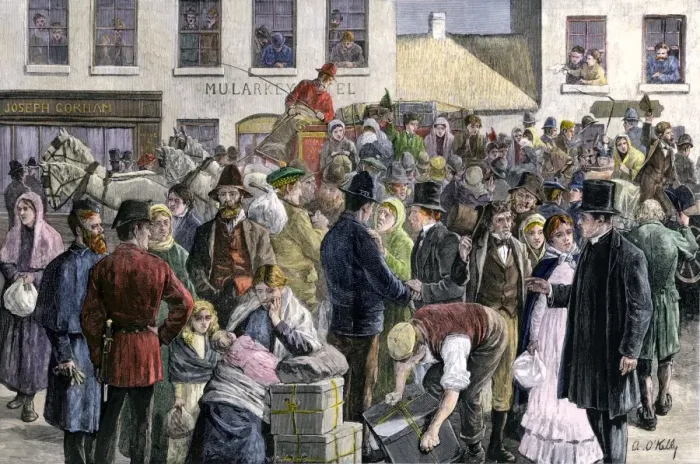 Framed Print : Irish emigrants saying goodbye to family and friends at Clifden Framed Print : Irish emigrants saying goodbye to family and friends at Clifden
