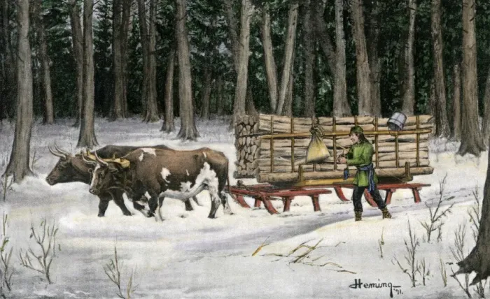 Framed Print : Iroquois with his ox-drawn timber cargo Framed Print : Iroquois with his ox-drawn timber cargo
