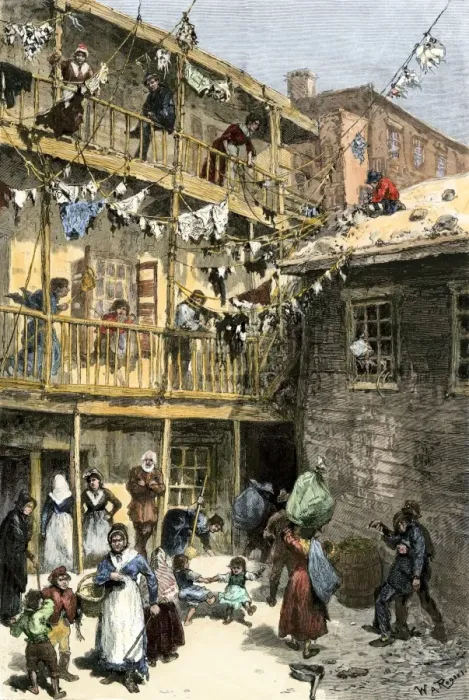 Framed Print : Italian immigrants tenement in New York City, 1870s Framed Print : Italian immigrants tenement in New York City, 1870s