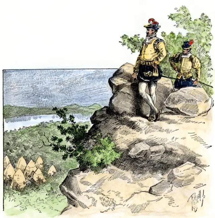 Framed Print : Jacques Cartier on the summit of Mont Real Framed Print : Jacques Cartier on the summit of Mont Real