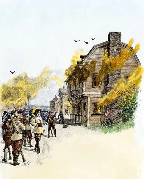 Jamestown burning during Bacons Rebellion