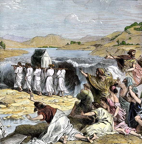 Jews crossing the Jordan River with the Ark of the Covenant