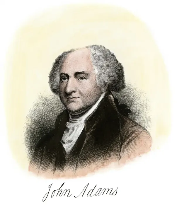 Framed Print : John Adams, with his signature Framed Print : John Adams, with his signature