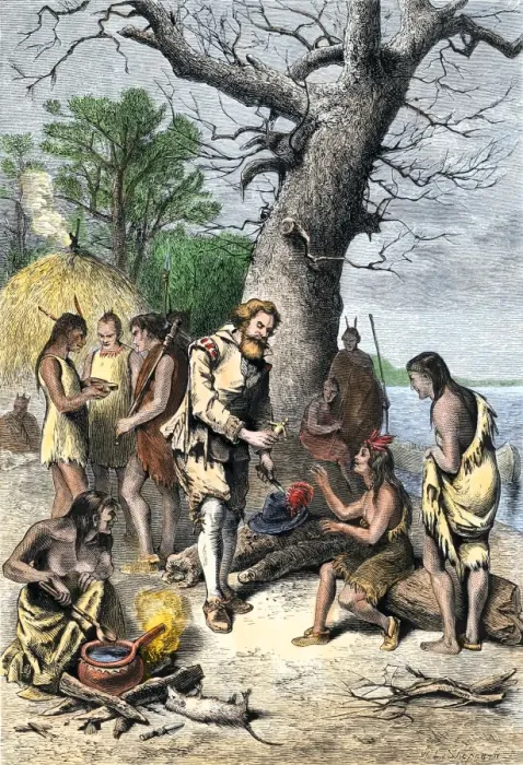 Framed Print : John Smith a captive among Native Americans of Virginia Colony