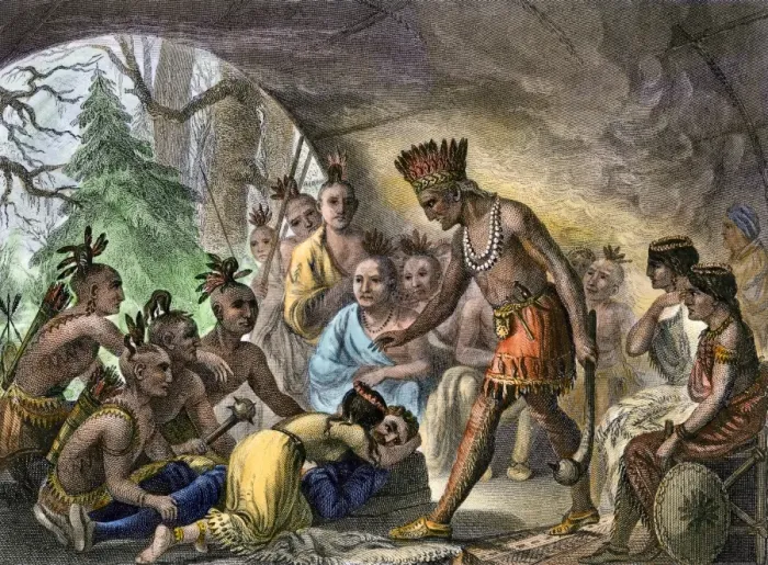 Framed Print : John Smith saved by Pocahontas Framed Print : John Smith saved by Pocahontas