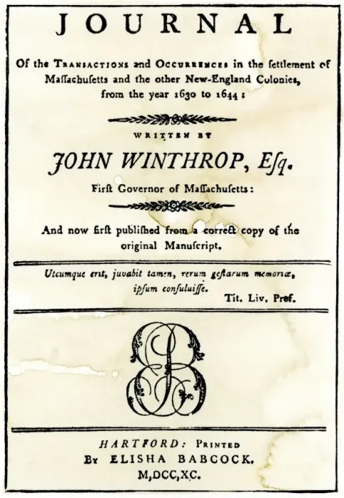 Framed Print : John Winthrops Journal, written 1630-1644 Framed Print : John Winthrops Journal, written 1630-1644