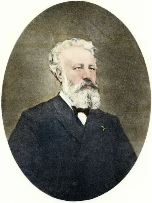Framed Print : Jules Verne. Hand-colored halftone reproduction of a photograph Framed Print : Jules Verne. Hand-colored halftone reproduction of a photograph