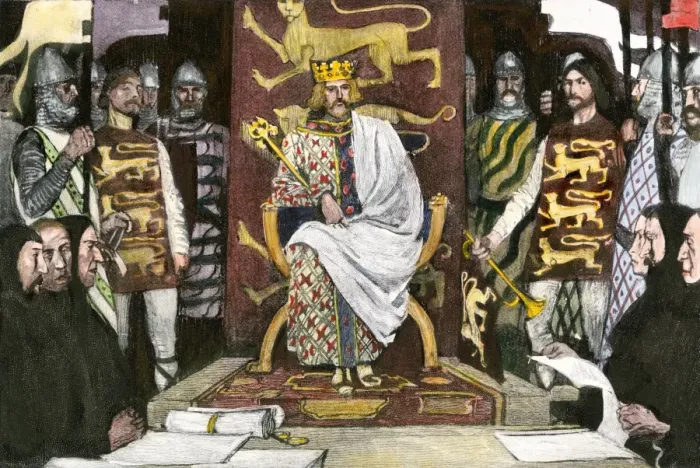 Framed Print : King Henry II in his role as traveling judge in medieval England Framed Print : King Henry II in his role as traveling judge in medieval England