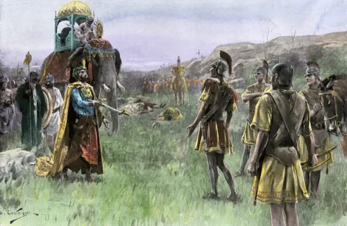 Framed Print : King Porus of India surrenders to Alexander the Great Framed Print : King Porus of India surrenders to Alexander the Great