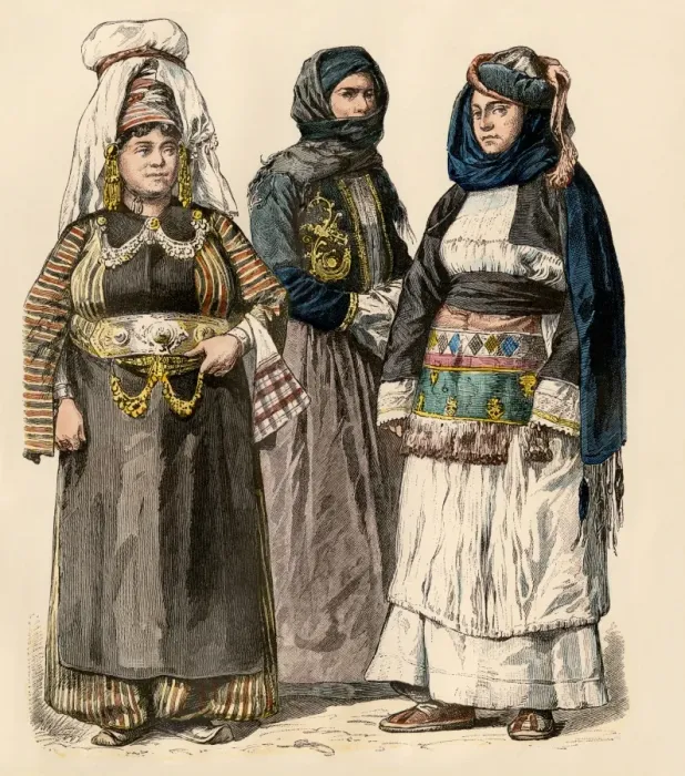 Framed Print : Kurdish and Greek women