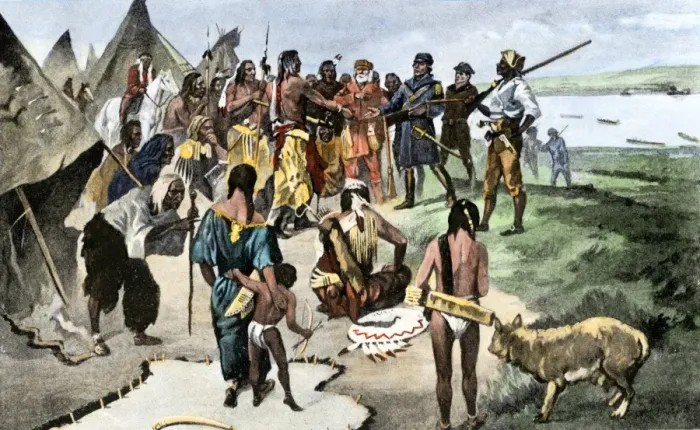 Framed Print : Lewis and Clark expedition trying to make friends with Native Americans during Framed Print : Lewis and Clark expedition trying to make friends with Native Americans during