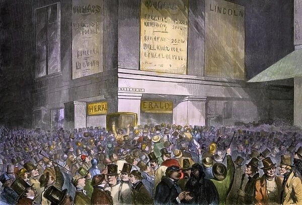 Lincoln election results displayed in New York City, 1860
