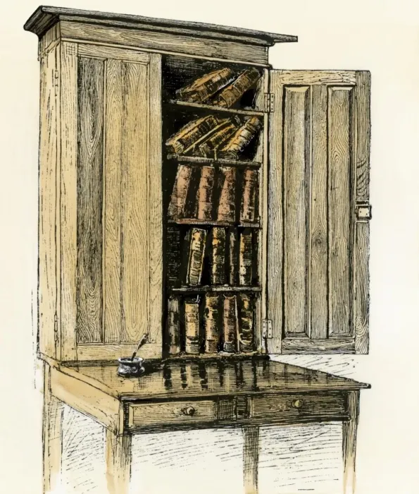 Framed Print : Lincolns desk and bookcase Framed Print : Lincolns desk and bookcase