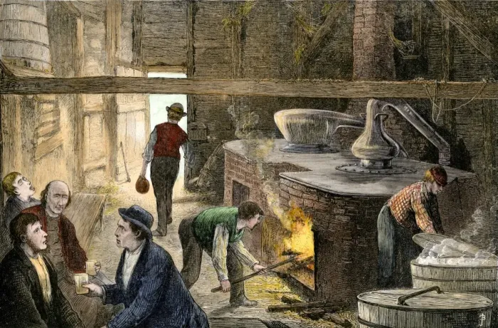 Framed Print : Making apple whiskey at a still in Rockland County New York