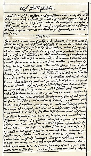 Manuscript of Bradfords History of Plimoth Plantation