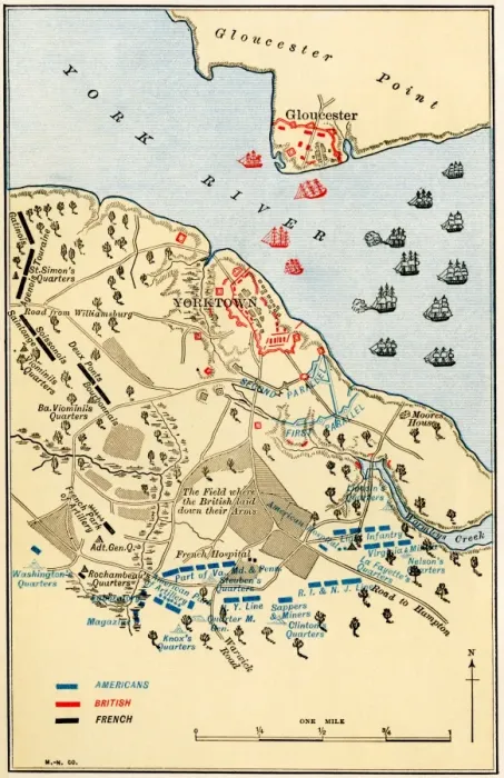 Framed Print : Map of the Battle of Yorktown where the British Army was defeated by Framed Print : Map of the Battle of Yorktown where the British Army was defeated by
