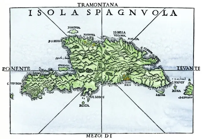Framed Print : Map of Hispaniola in 1534 Framed Print : Map of Hispaniola in 1534