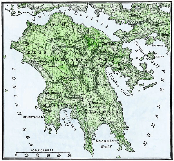 Map Peloponnesus Ancient Greece 5878051 