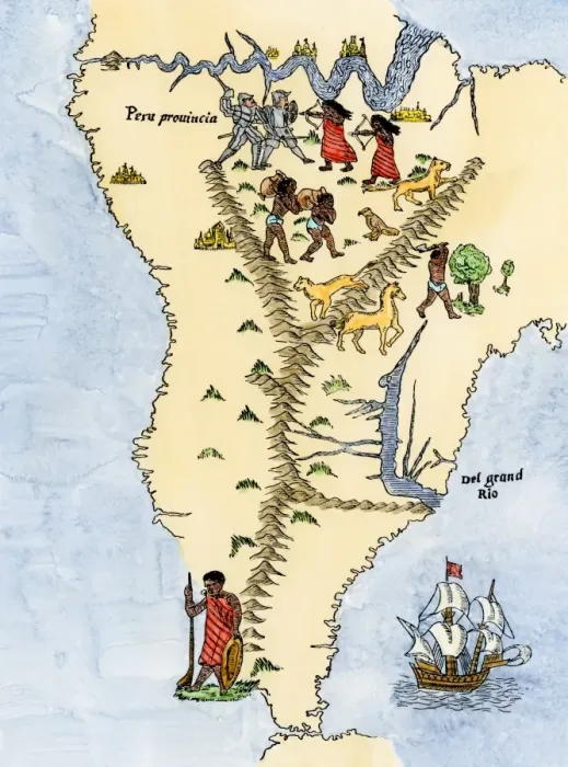 Framed Print : Map of South America, from Sebastian Cabots map of the world Framed Print : Map of South America, from Sebastian Cabots map of the world
