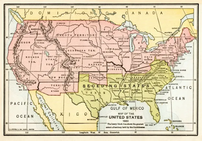 Framed Print : Map of the United States in 1861 Framed Print : Map of the United States in 1861