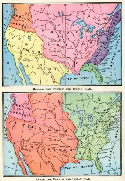 Framed Print : Maps of North American colonies before and after the French and Indian War Framed Print : Maps of North American colonies before and after the French and Indian War