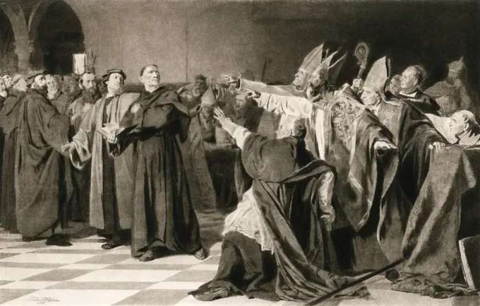 Framed Print : Martin Luther defending himself before the Council of Worms Framed Print : Martin Luther defending himself before the Council of Worms