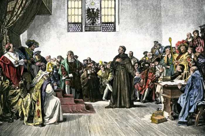 Framed Print : Martin Luther defending his views at the Diet of Worms Framed Print : Martin Luther defending his views at the Diet of Worms