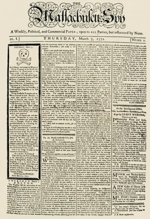 Framed Print : The Massachusetts Spy newspaper Framed Print : The Massachusetts Spy newspaper