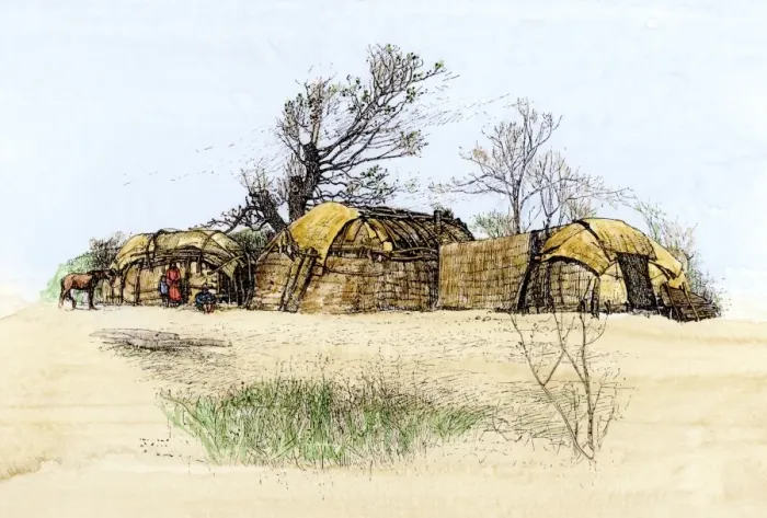 Framed Print : Mat lodges of the Omaha tribe Framed Print : Mat lodges of the Omaha tribe