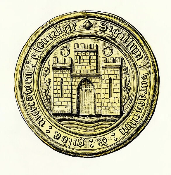 Medieval guild seal. Guild merchants seal, Gloucester, England, circa 1200.