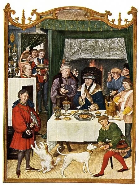 Medieval lord at dinner