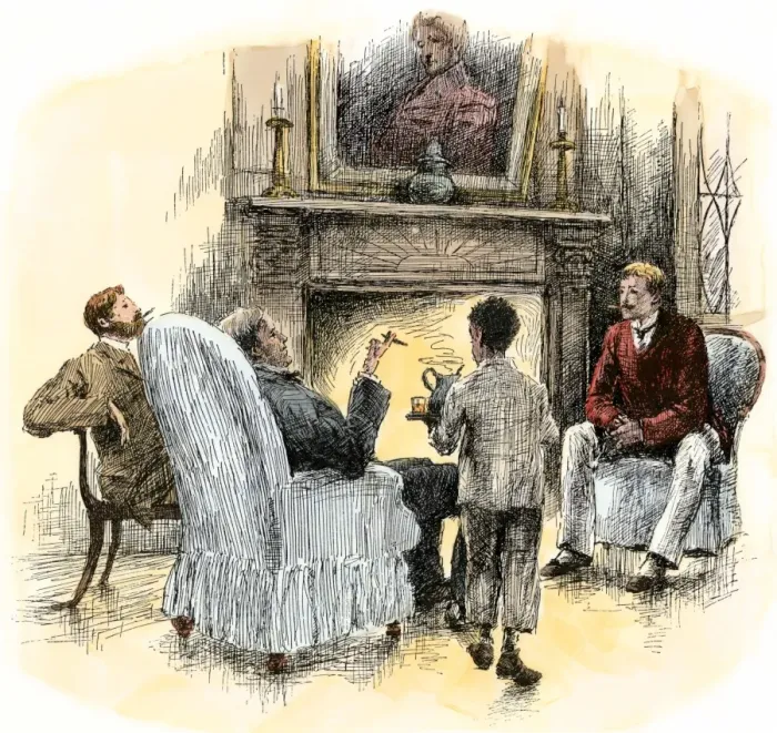 Framed Print : Men served drinks by a young slave in a Louisiana plantation home Framed Print : Men served drinks by a young slave in a Louisiana plantation home