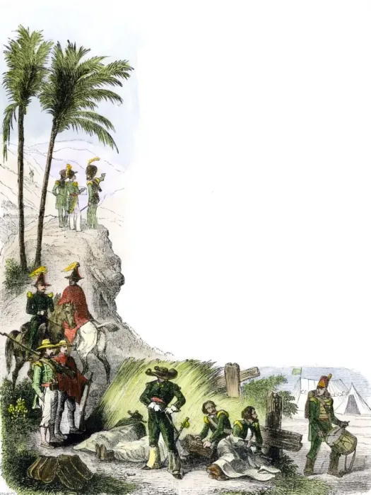 Framed Print : Mexican troops on the march during the US-Mexican War