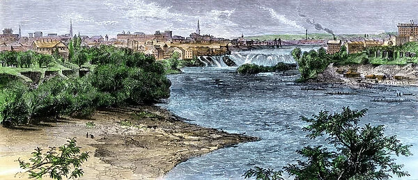 Mississippi River and the city of Minneapolis, 1870s