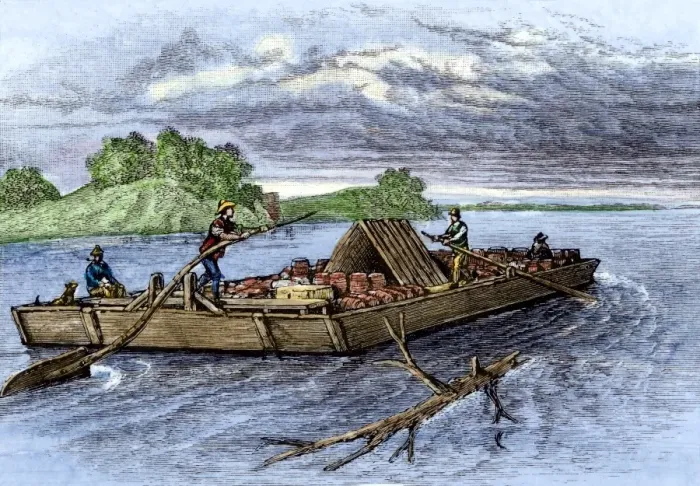 Framed Print : Mississippi River flatboat