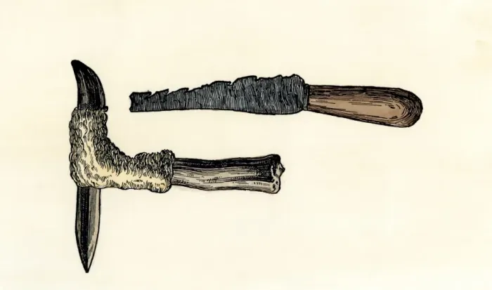 Framed Print : Mohawk weapons: a deer-shank tomahawk and a scalping knife Framed Print : Mohawk weapons: a deer-shank tomahawk and a scalping knife