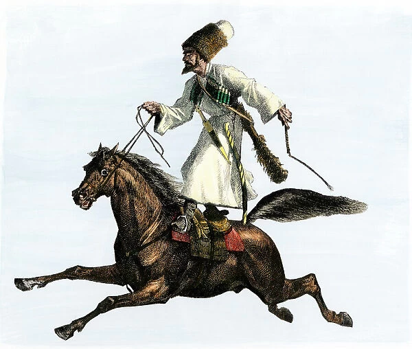 Mongol horseman. Mongol or Tartar horseman.