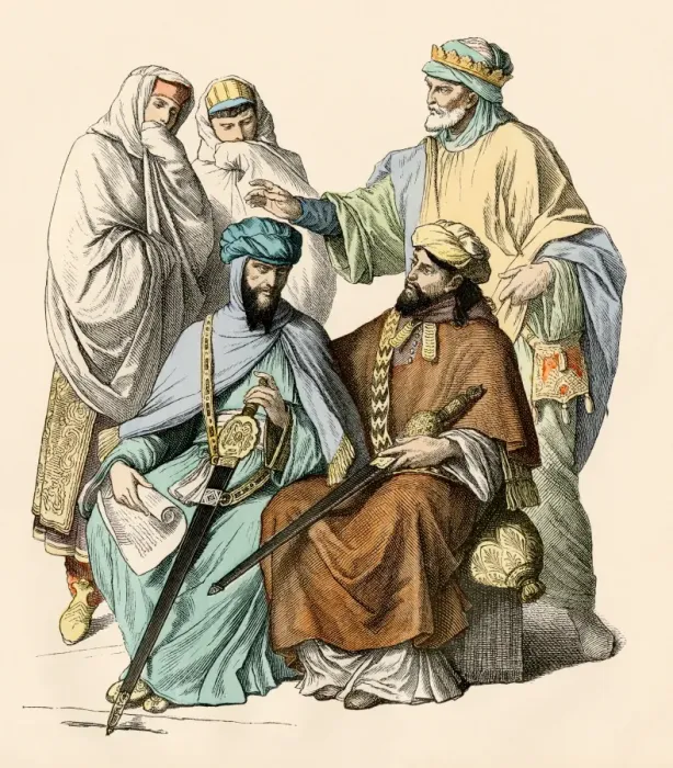 Framed Print : Moorish princes. Antique hand-colored print Framed Print : Moorish princes. Antique hand-colored print