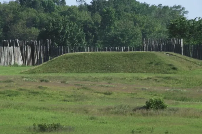 Framed Print : Mound and part of village stockade at Aztalan