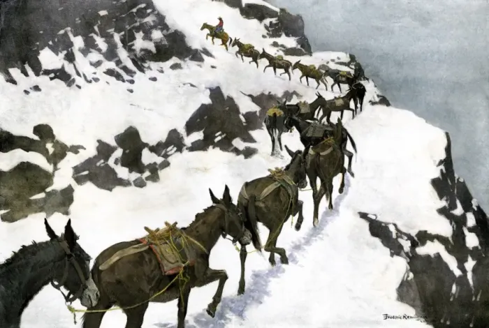 Framed Print : Mule train going into the silver mines of Colorado Framed Print : Mule train going into the silver mines of Colorado