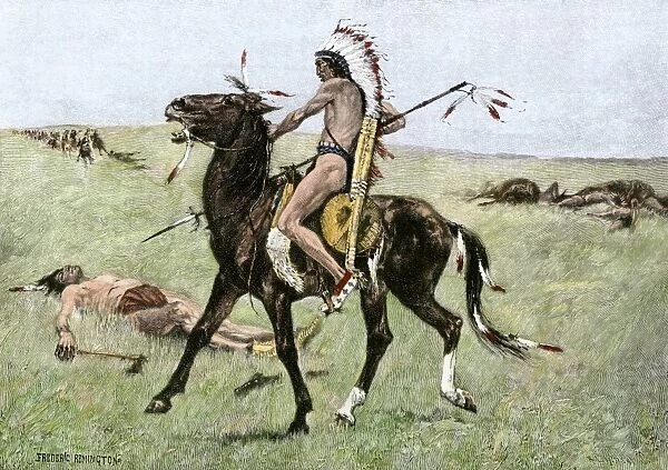 NATI2A-00054. Native American warrior counting coup, northern Great Plains.