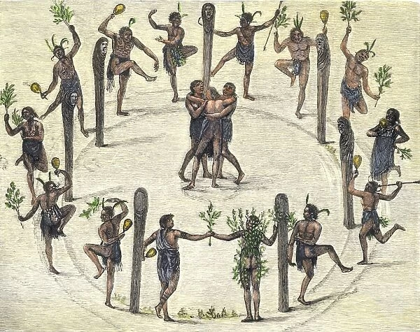 NATI2A-00062. Ceremonial dance of the Carolina Indians, 1500s.