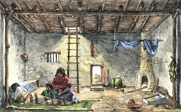 NATI2A-00111. Family living quarters in Taos Pueblo, New Mexico, 1800s