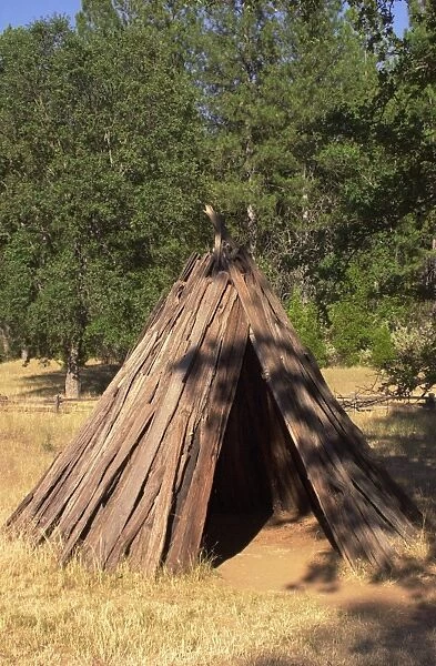 NATI2D-00374. Reconstructed Miwok bark lodge, Indian Grinding Rock State Historic Park