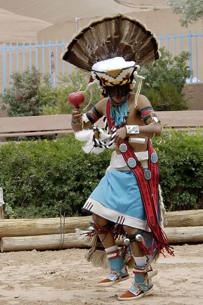 NATI2D-00426. Zuni Red-Tailed Hawk Dancer performing the Turkey Dance at