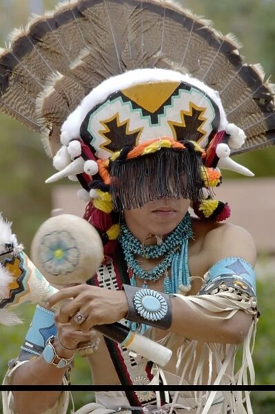 NATI2D-00431. Zuni Red-Tailed Hawk Dancer performing the Turkey Dance at