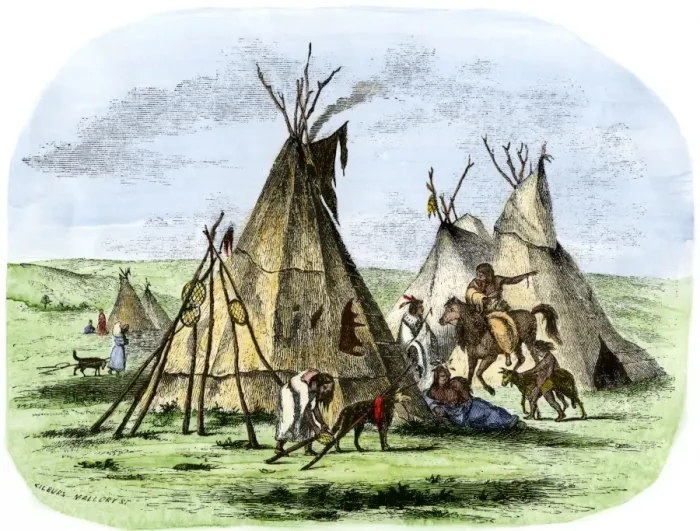Framed Print : Native American teepee encampment on the Great Plains Framed Print : Native American teepee encampment on the Great Plains