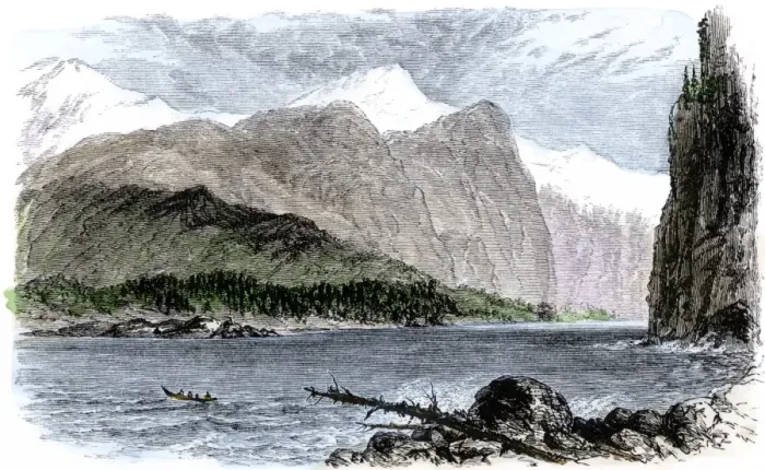 Framed Print : Native canoe in the Strait of Magellan Framed Print : Native canoe in the Strait of Magellan